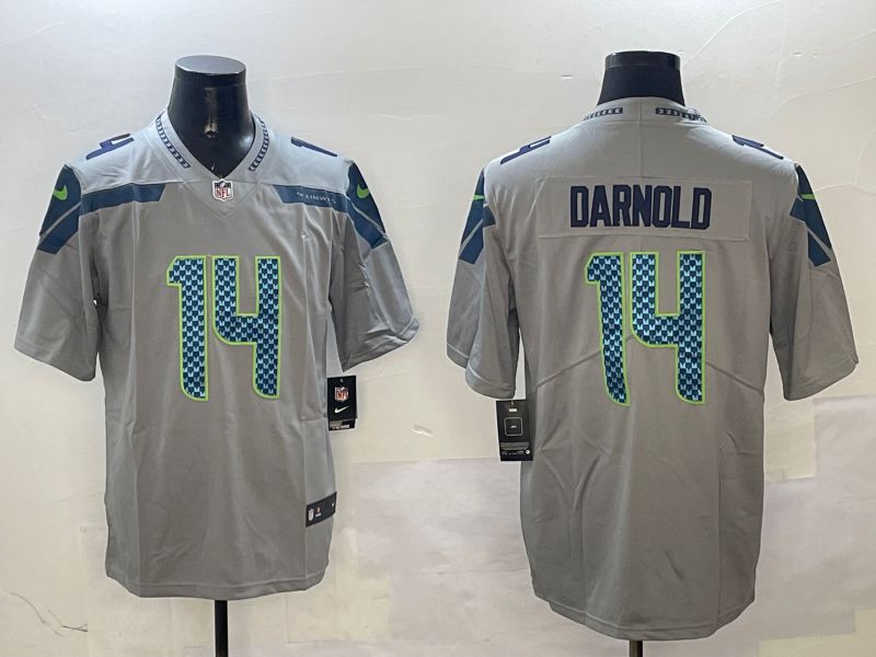 Men Seattle Seahawks 14 Metcalf Grey Second generation 2025 Nike Limited NFL Jersey style 1